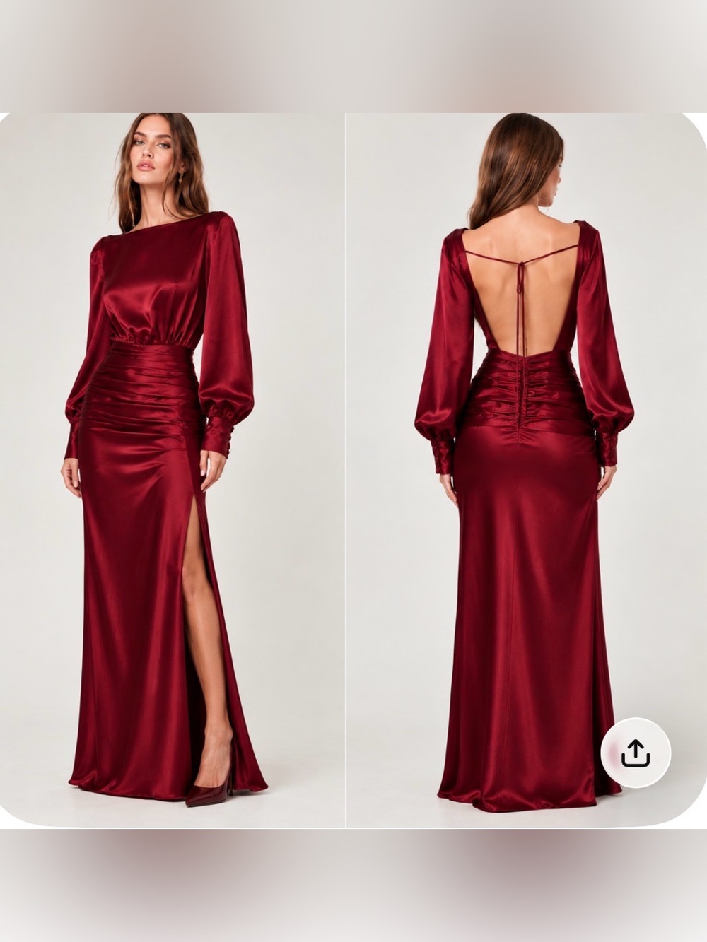 NICHOLAS Samina Ruched Satin Gown Plum sz 8